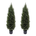 4ft(48   ) Artificial Cedar Outdoor Artificial Shrub Sunlight Resistant Leafy Potted Plant for Indoor Porch of Home and Office A