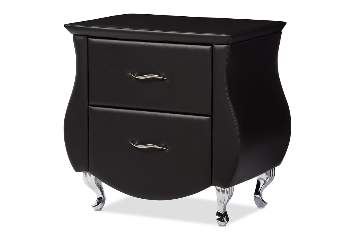 Baxton Studio BBT3116-Black-NS Nightstand, Medium, Black