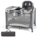 HONEY JOY Pack and Play with Bassinet, 4-in-1 Baby Playard with Changing Table & Removable Infant Full-Size Bassinet, Diaper Sto