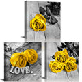 Yellow Wall Decor for Living Room Bathroom Accessories Yellow Rose Flower Wall Art Yellow and Grey Wall Decor Rustic Floral Canv