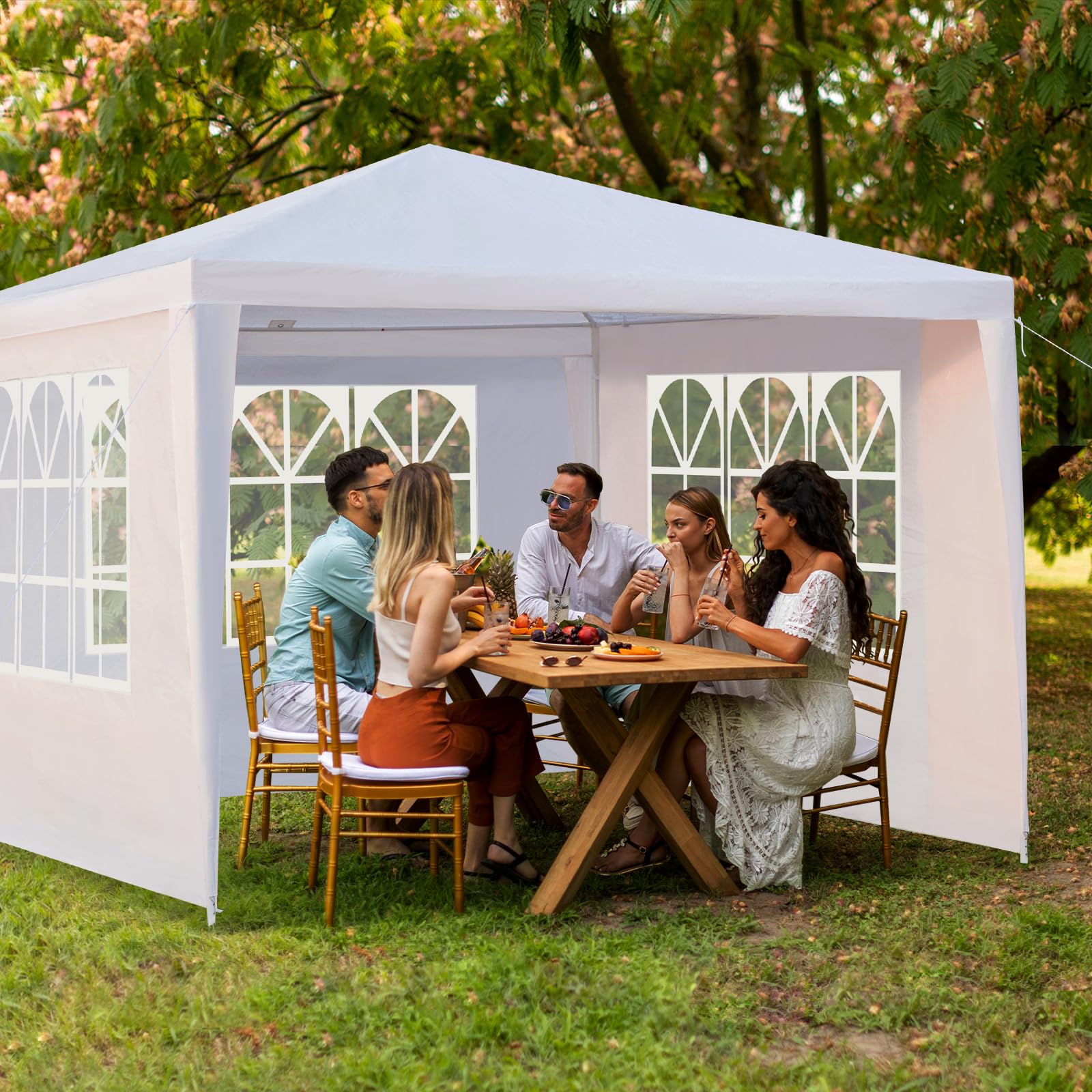Outvita Outdoor Party Tent, Patio Canopy Tent Gazebo With Removable Sidewalls Instant Event Tent For Cater Events Wedding Birthd