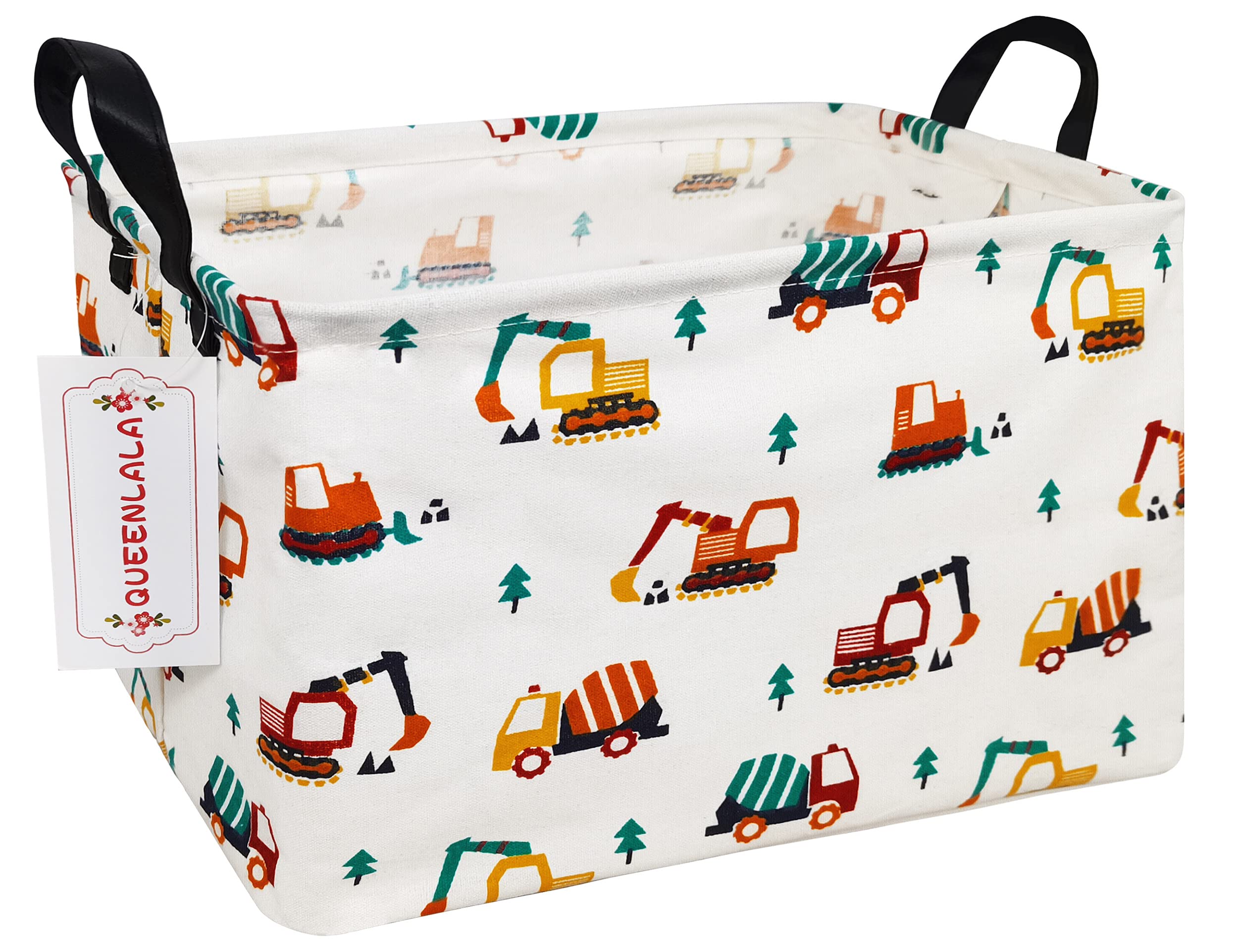 Queenlala Rectangular Laundry Hamper/Foldable Nursery Laundry Basket For Organizing/Storage Bin Baskets/Children Toy Office Bedroom/Toy Bin Closet Shelf Baskets (Rec-Excavator)