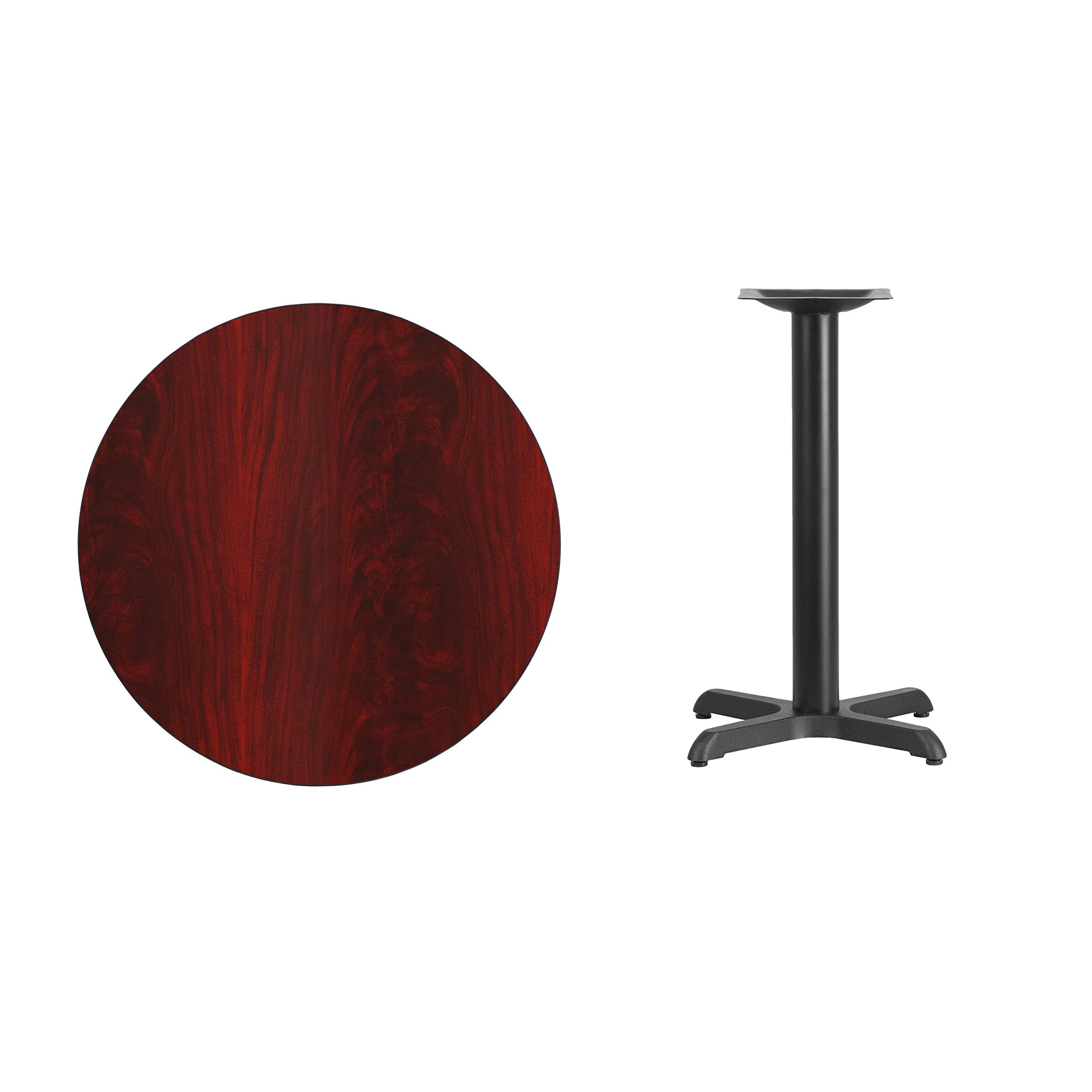 Flash Furniture Graniss 30'' Round Mahogany Laminate Table Top With 22'' X 22'' Table Height Base