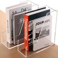 HeZone Magazine Holder, Clear Acrylic Desk Organizers, File Organizer for Desk, Magazine Rack- Desktop Book Storage -Independent