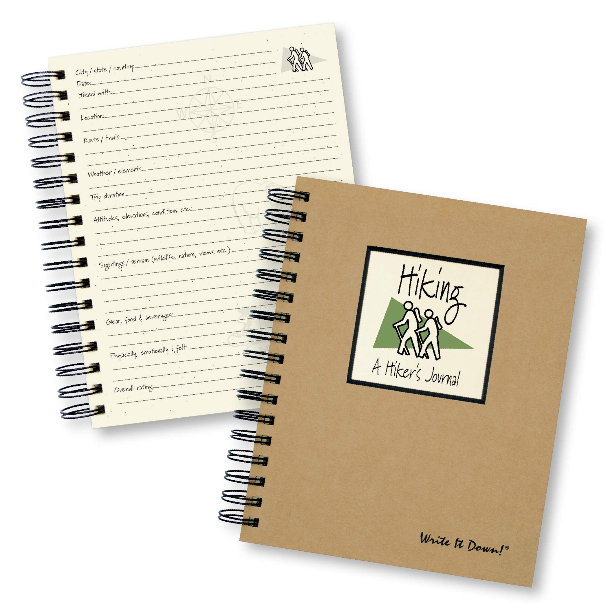 Write It Down Series By Journals Unlimited, Guided Journal, Hiking, A Hiker'S Journal, Full-Size 7.5'X 9', Kraft Hard Cover, M