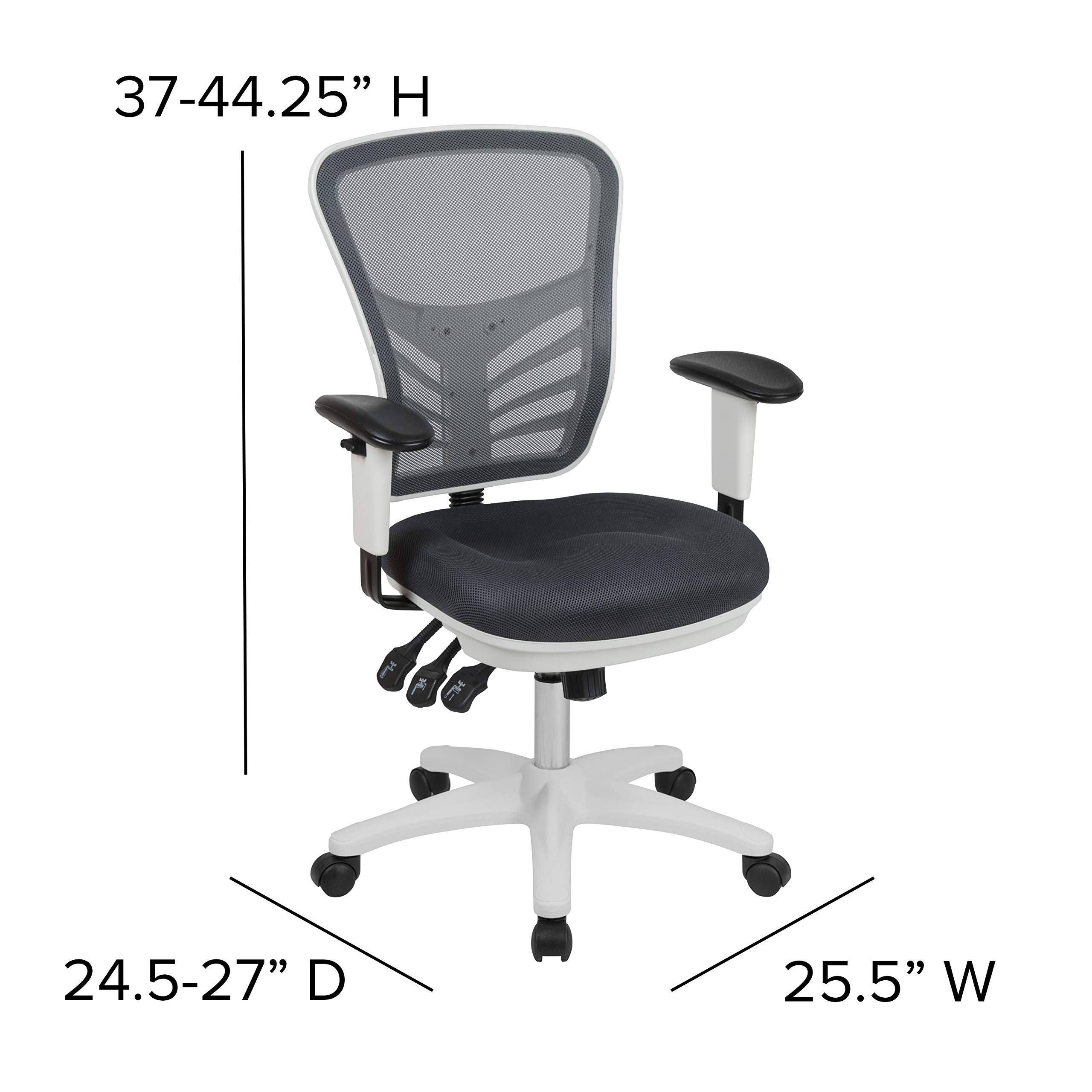 Flash Furniture Nicholas Mid-Back Swivel Office And Gaming Chair, Ergonomic Mesh Office Chair With Adjustable Lumbar Support And Height, Gray/White