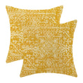 Gohdiwh Boho Pillow Covers 20X20 Set Of 2, Yellow Carpet Pattern Decorative Throw Pillows Linen Ethnic Design Farmhouse Cushion