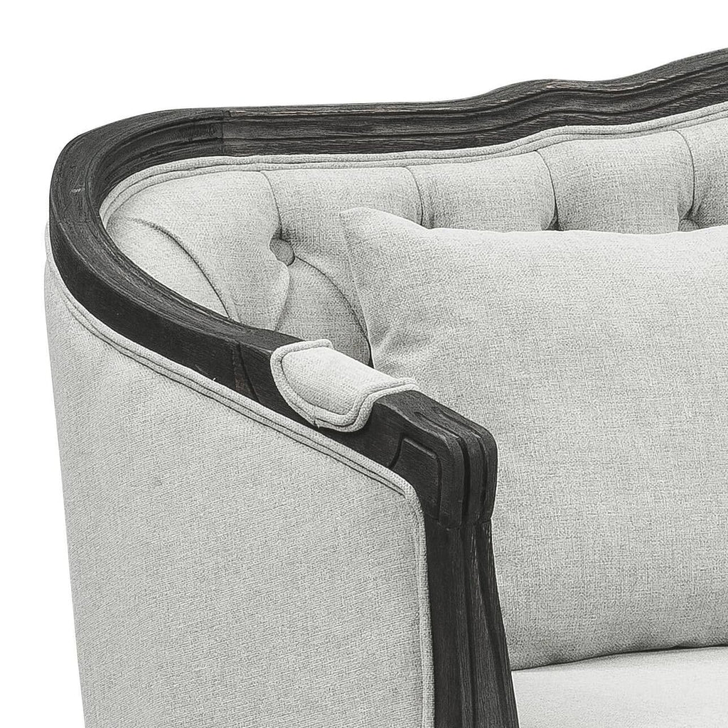 Acme Furniture Upholstered Loveseat with Button-Tufted Back, Gray and Dark Brown