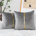 WACOMECO Velvet Throw Pillow Covers, Pack of 2 Soft Gold Decorative Cushion Covers for Couch Sofa Living Room Home Decoration, G