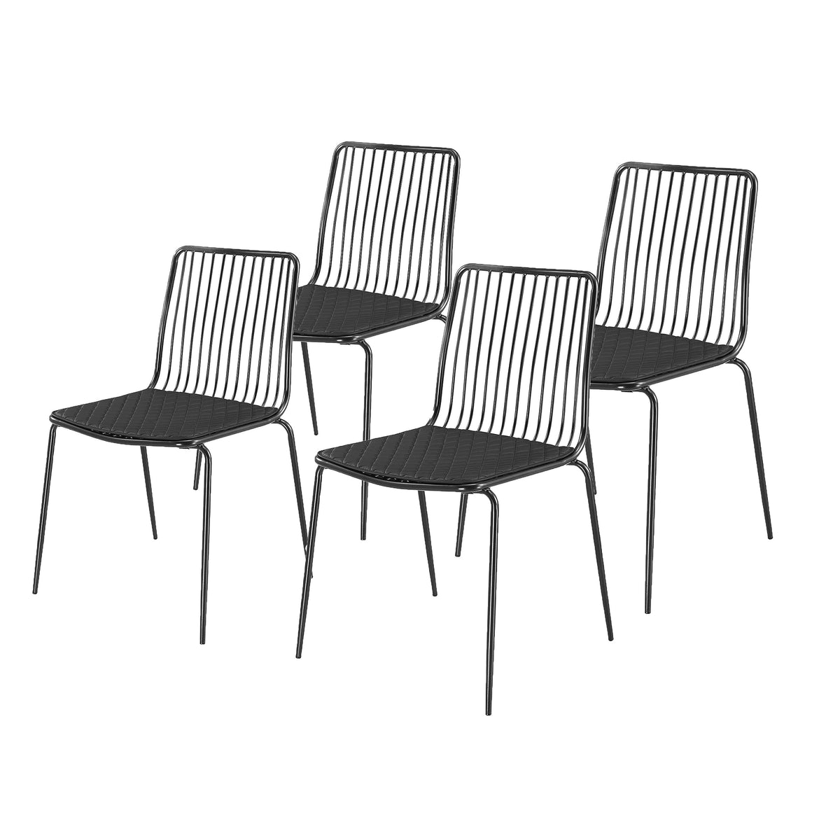 Npd Furniture And More Thomas Metal, Set Of 4 Dining Chairs, Gunmetal Grey