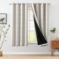 Jinchan 100% Blackout Boho Curtains 54 Inch Length For Bedroom Blue On Beige Geometric Printed Grommet Top Room Darkening Therma