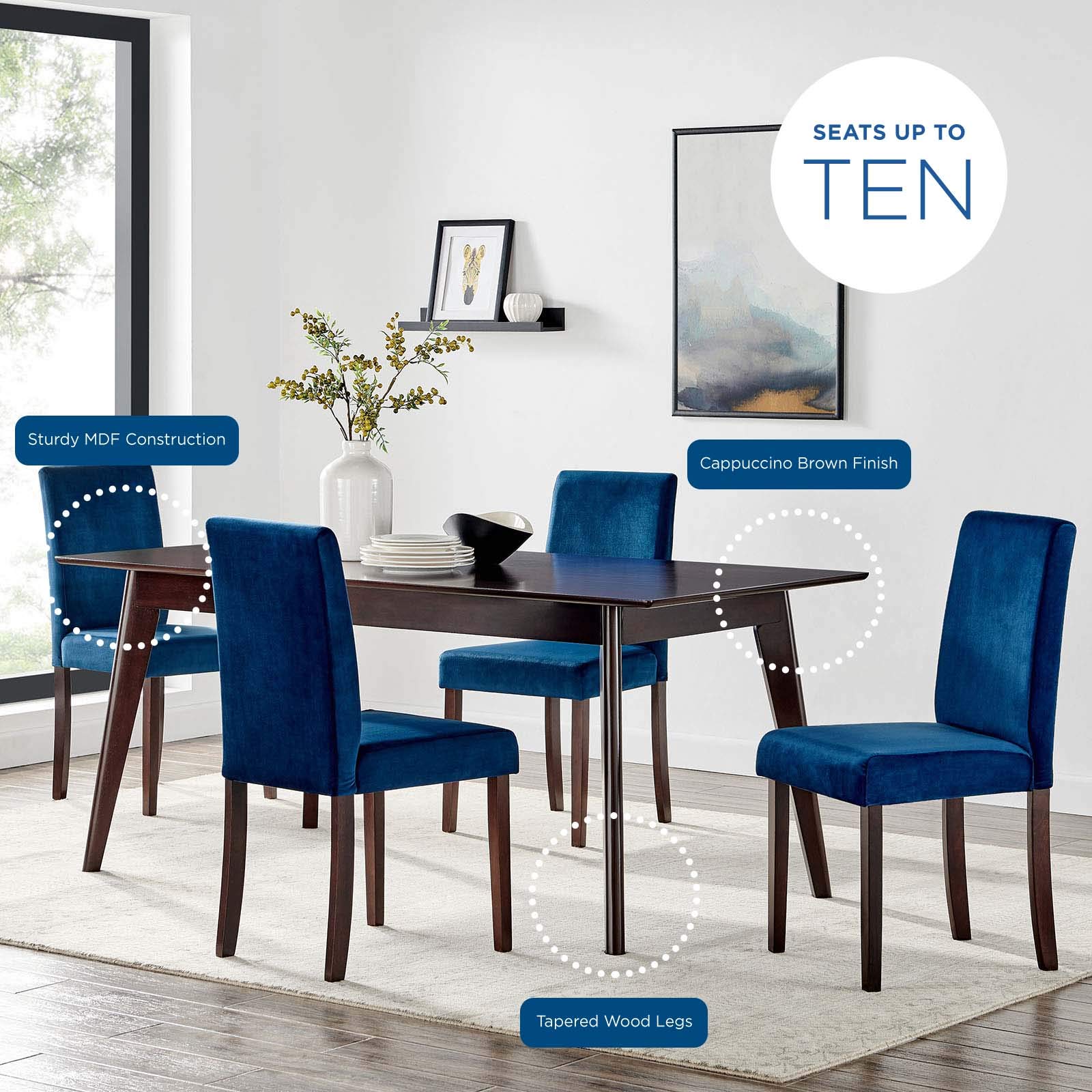 Modway Oracle 69&quot; Rectangle Dining Table, Cappuccino