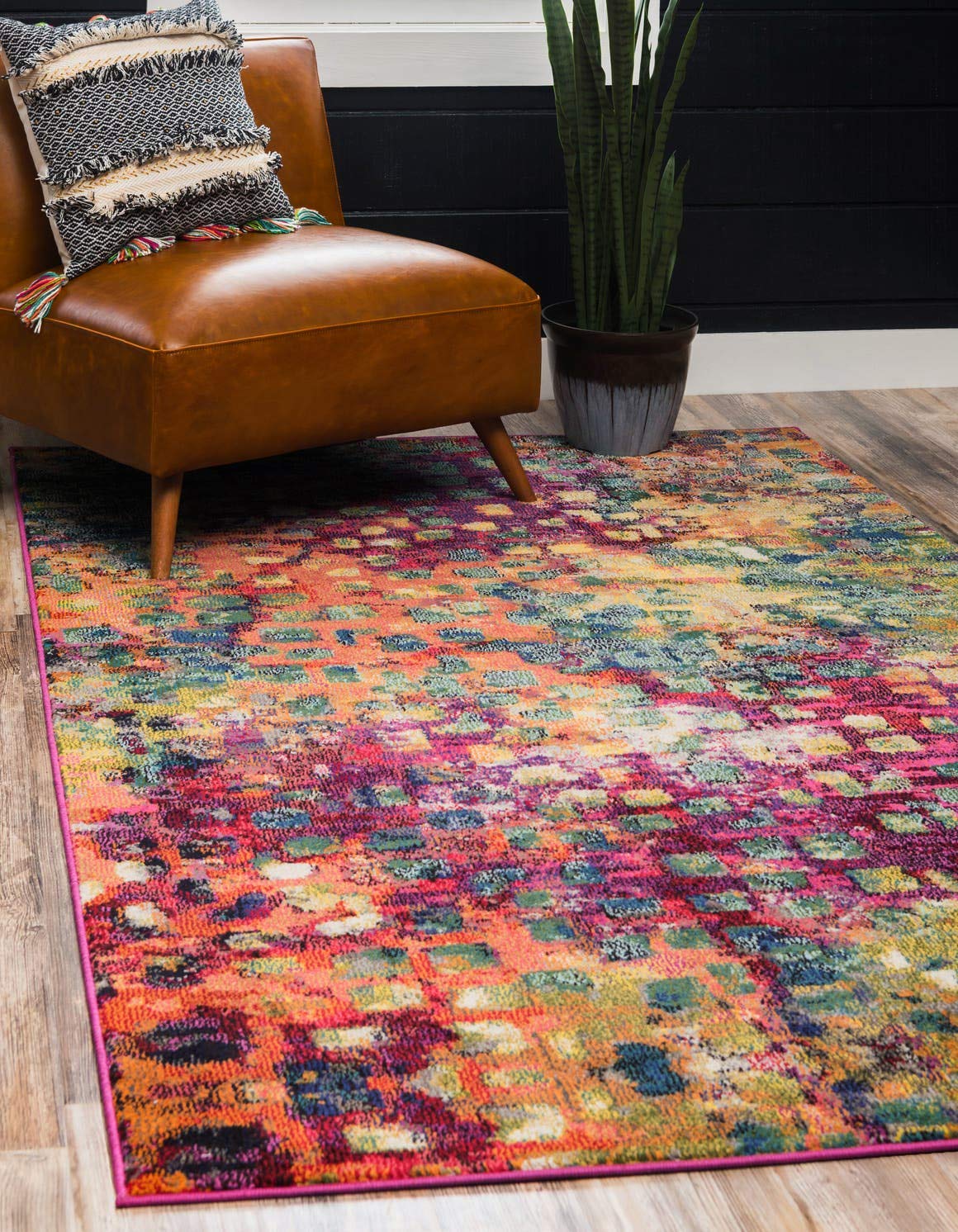 Unique Loom Jardin Collection Colorful, Vibrant, Abstract, Modern Area Rug, 8 x 11 ft, Multi/Blue