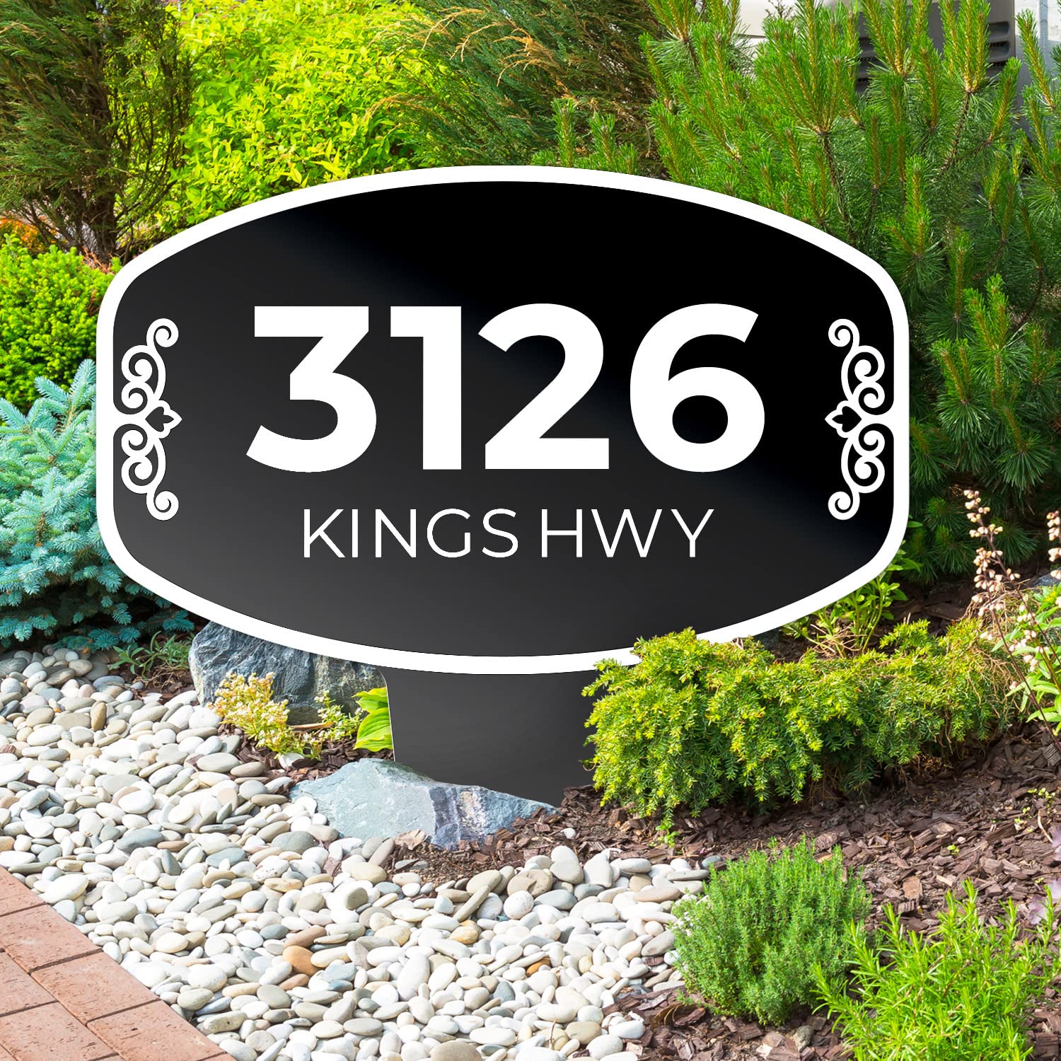 Sigo Signs Custom House Address Yard Sign, Lawn Arch Address Plaque, Personalized House Numbers For Outside, Round Style, 12X15