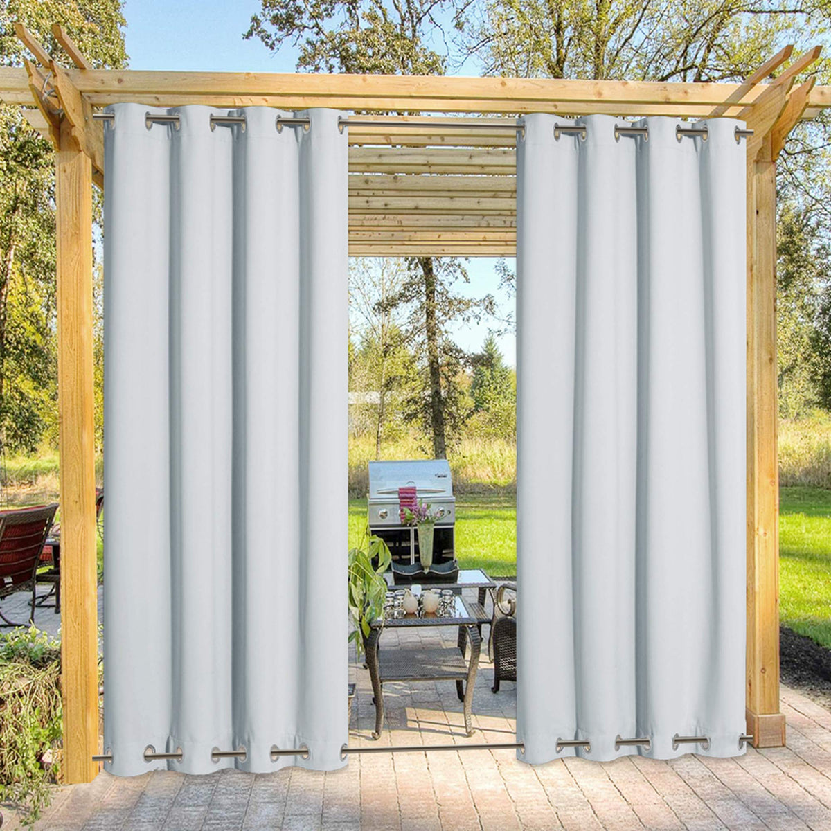Nicetown Waterproof Outdoor Curtain For Patio Privacy Protection, Thermal Insulated Top And Bottom Rustproof Grommets, Wind Resi