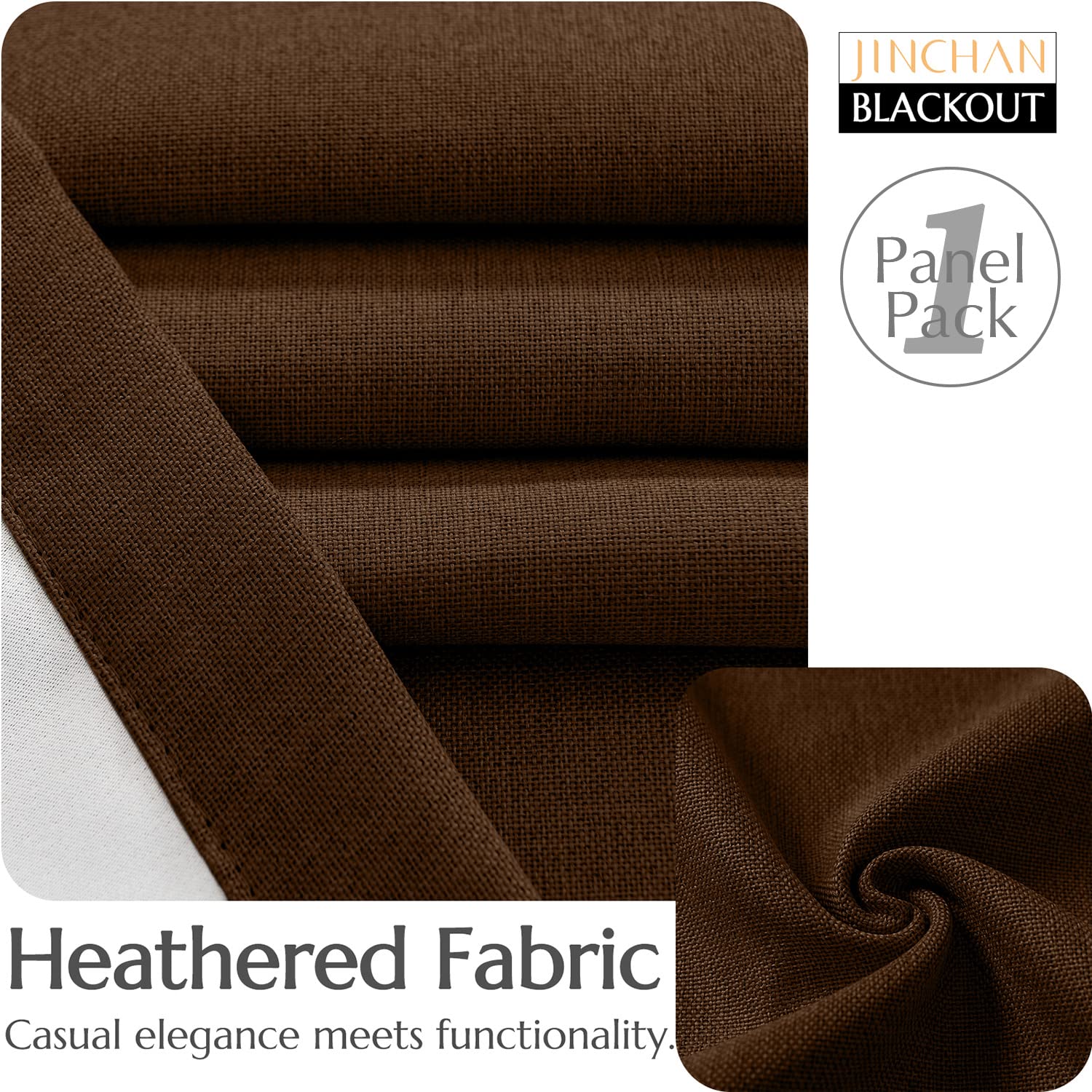 Jinchan Linen Textured Curtains Living Room Thermal Curtains Room Darkening Thermal Insulated Curtains 72 Inch Long Brown Curtains For Bedroom Drape Grommet Top 1 Panel