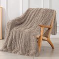 Tuddrom Decorative Extra Soft Faux Fur Throw Blanket 50'X60',Solid Reversible Fuzzy Lightweight Long Hair Shaggy Blanket,Fluff