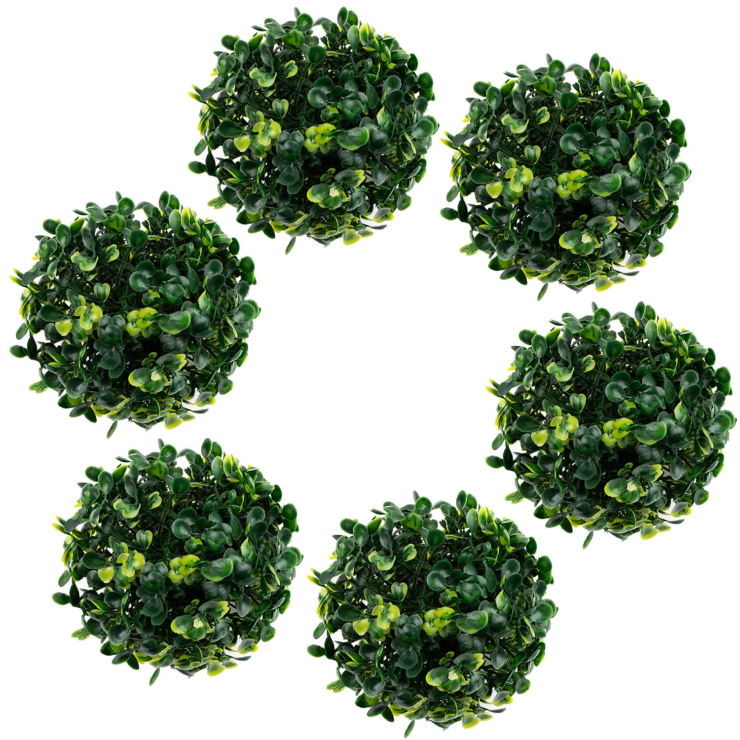 Azure Zone, Pack of 6 4 Artificial Boxwood Topiary Green Plant Balls Decorative Greenery Filler for Garden Home