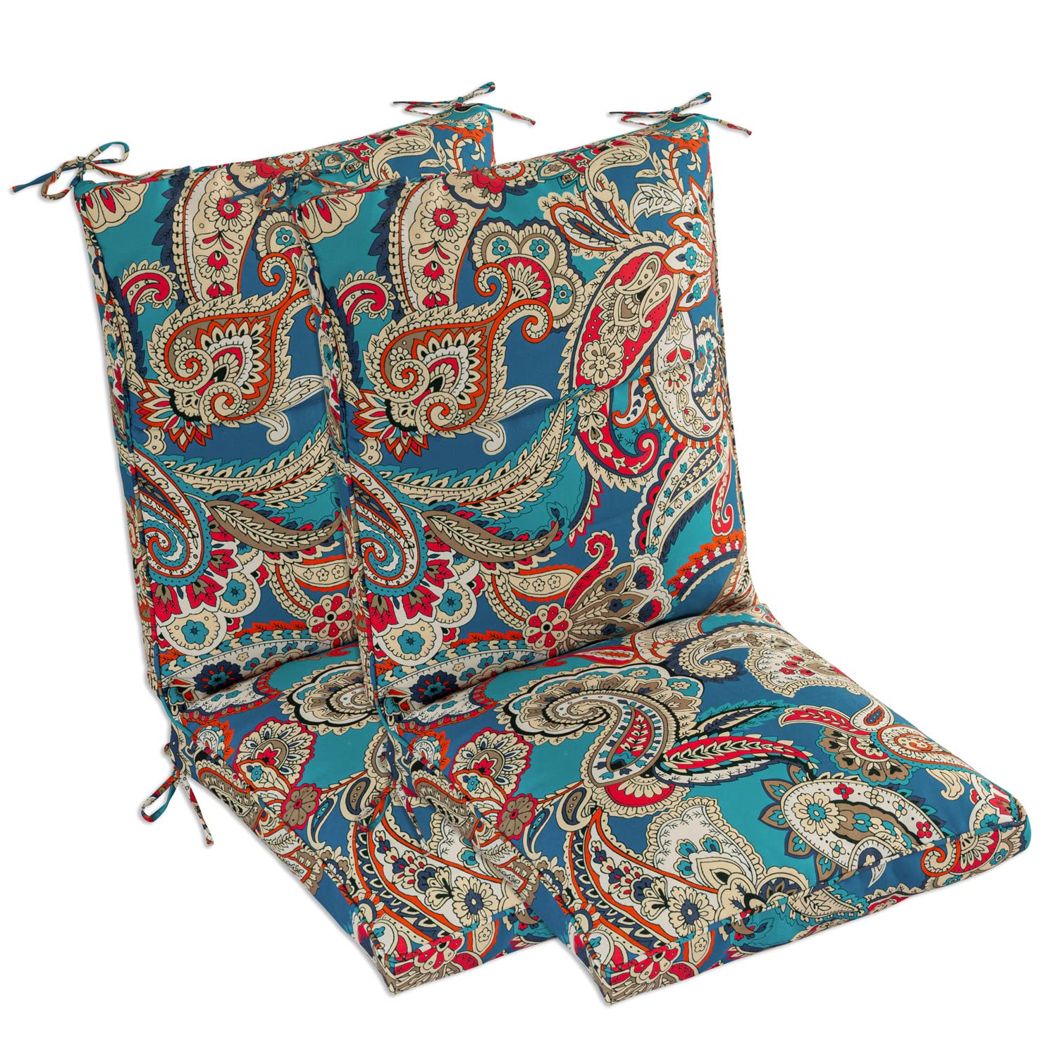 Makimoo Set Of 2 Outdoor Dining Chair Cushions, Comfort Patio Seating Cushions, 44 X21X4.5 Inch, Single Welt And Zipper, Blue Tr