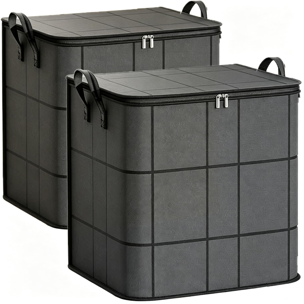 uwoneg 2Pcs Spacious Moving Storage Bin 180L, XXL Foldable Blanket Bag Organizer with Handles Zipper Lid for Quilts, Bedding and