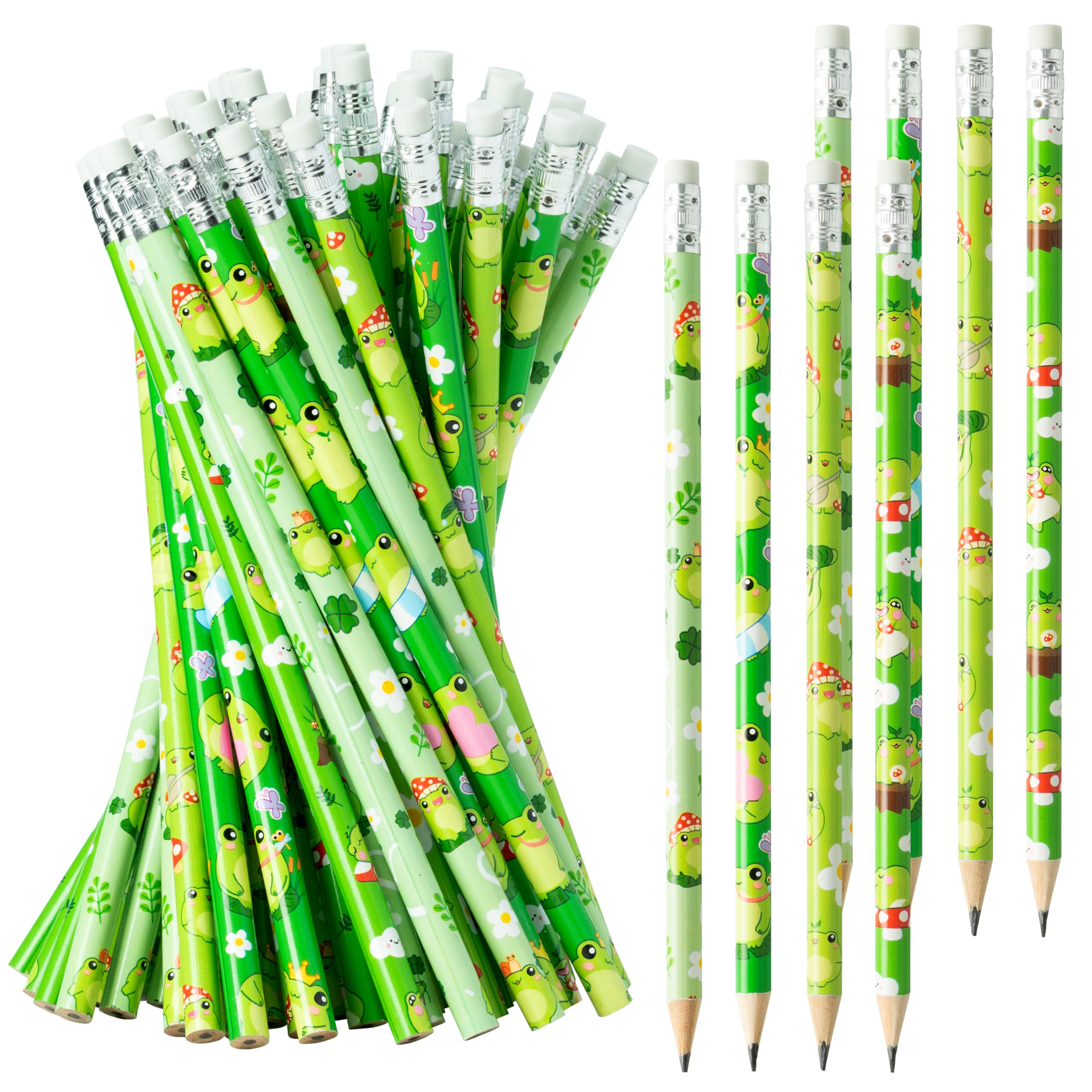 Xqumoi 60Pcs Frog Pencils With Eraser - Summer Frog #2 Hb Pencils, Back To School Classroom Student Rewards, Back To School Offi