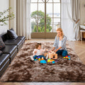 FinRec 6x9 Fluffy Brown Rugs for Living Room Bedroom, Soft Indoor Fuzzy Shaggy Area Rug, Non-Slip Furry Rug for Teen Girls and 