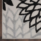 Nourison Aloha Indoor/Outdoor Black White 2'3' X 10' Area Rug, Tropical, Botanical, Easy -Cleaning, Non Shedding, Bed Room, Living Room, Dining Room, Deck, Backyard, Patio (2X10)