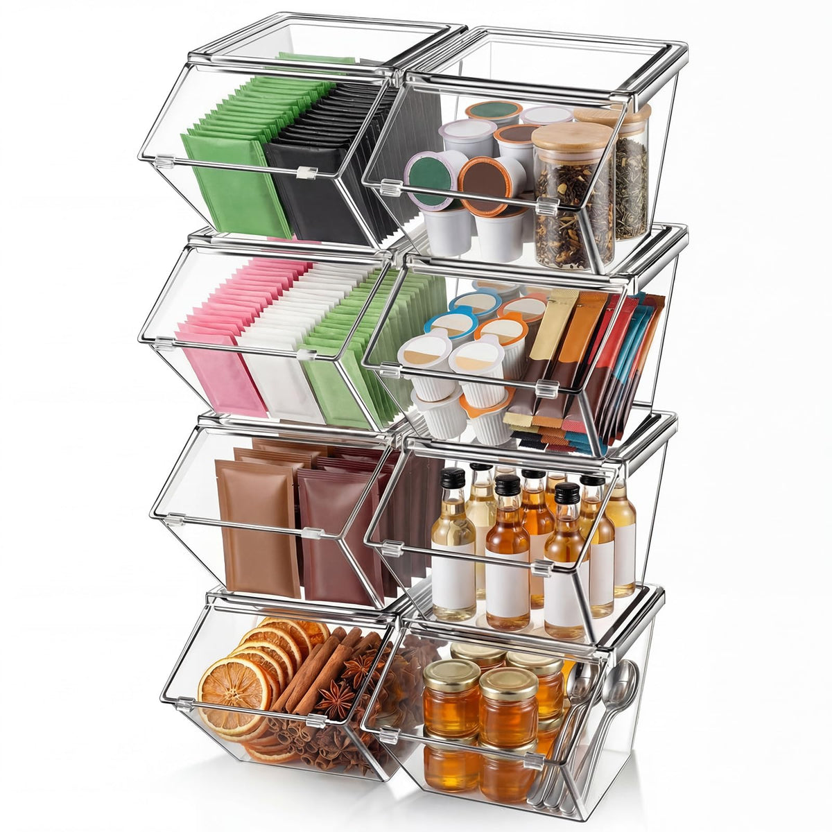 Yerliker 8 Pcs Clear Stackable Storage Bins with Lids, Extra Large