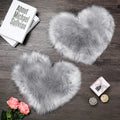 Mudder 2 Pieces Heart Shaped Rug Faux Room Fluffy Carpet Heart Shaped Door Mat for Room Bedroom, 12 x 16 Inch(Gray)