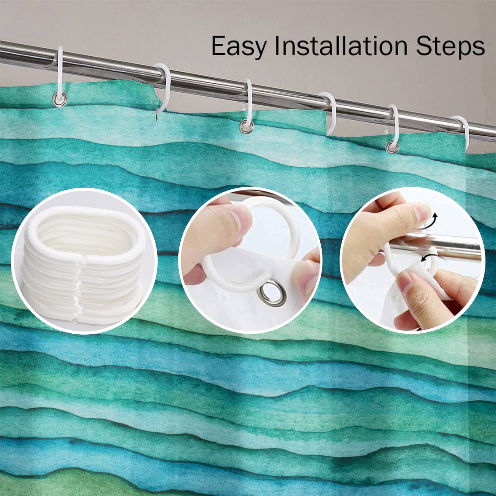 Emvency Shower Curtain Abstract Waves Watercolor Polyester 72 x 72 inches
