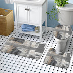 Lnond 4Pcs Bathroom Shower Curtain Sets With Rugs,Black And Grey Painting Art Bathroom Sets With Shower Curtain And Rugs And Acc