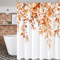 Gibelle Extra Long Shower Curtain 72 x 84, Orange Floral Shower Curtain for Bathroom, Fall Watercolor Plant Eucalyptus Leaves Fa