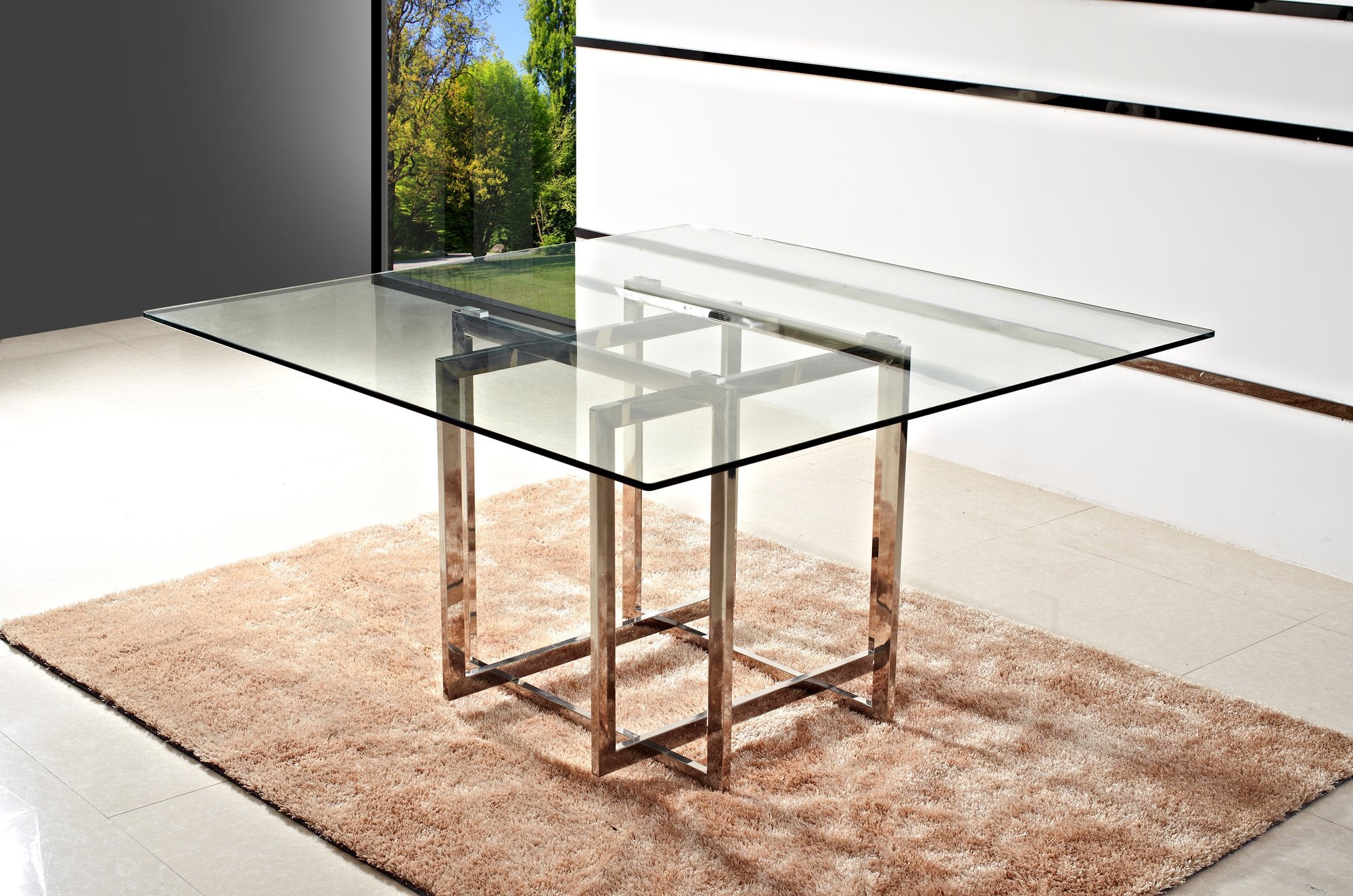 Neos Modern Furniture T200-N Dining Table, Clear