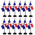 12 Pack Dominica Desk Flags Set, Dominican Small Mini Table Office Flags With 12' Solid Black Pole, 8.2 X 5.5 Inches, Home And
