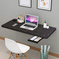 QARA (31x18.5 inches Wood Wall Mounted Round Corner Folding Study Table with Cup Holder | Wall Mount Table with Drawer | Foldabl