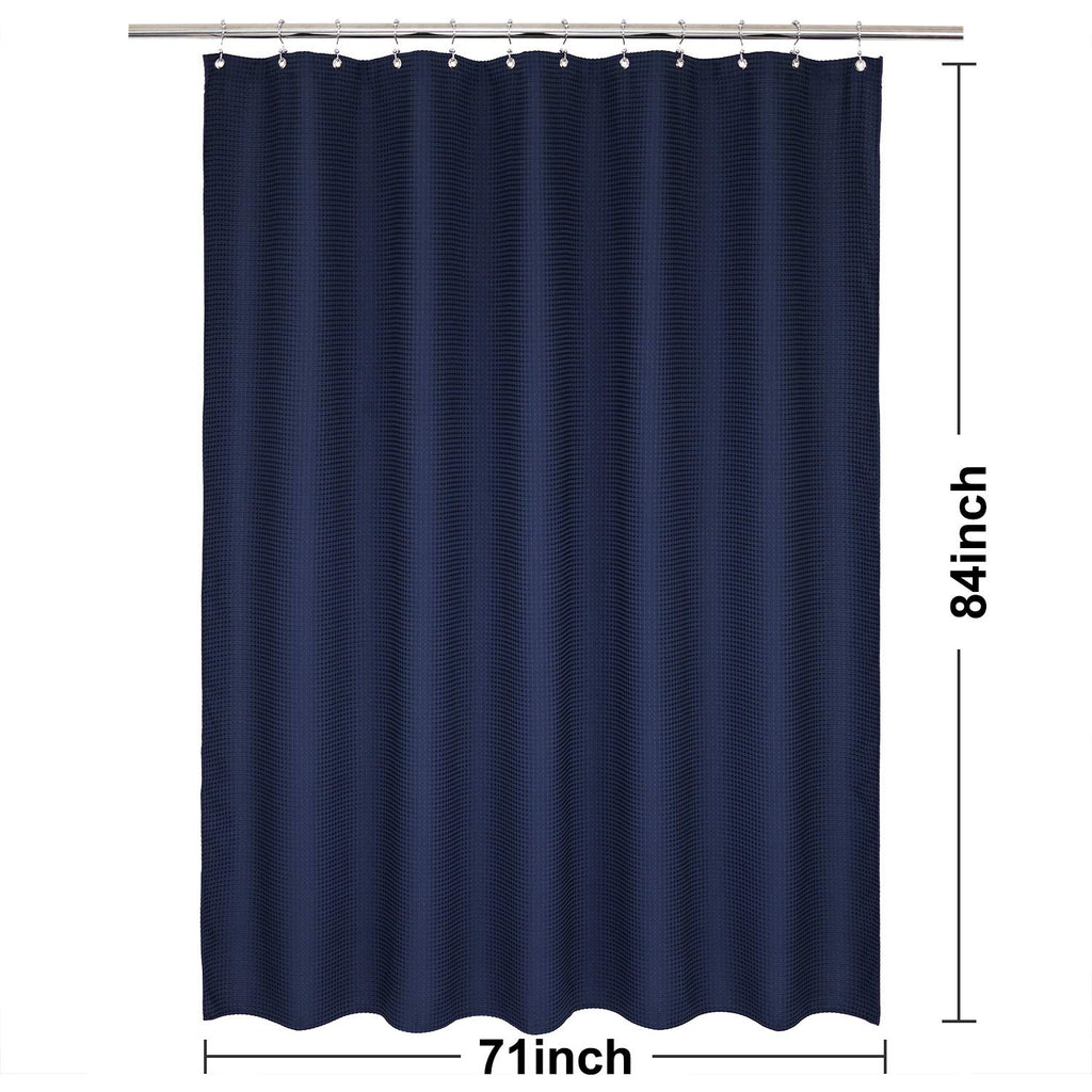 Barossa Design Extra Long Waffle Weave Shower Curtain 71' W X 84' H - Hotel Luxury Spa, 230 Gsm Heavy Weighted Fabric, Water R