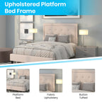 Flash Furniture Roxbury Full Size Tufted Upholstered Platform Bed In Beige Fabric With 10 Inch Certipur-Us Certified Pocket Spring Mattress