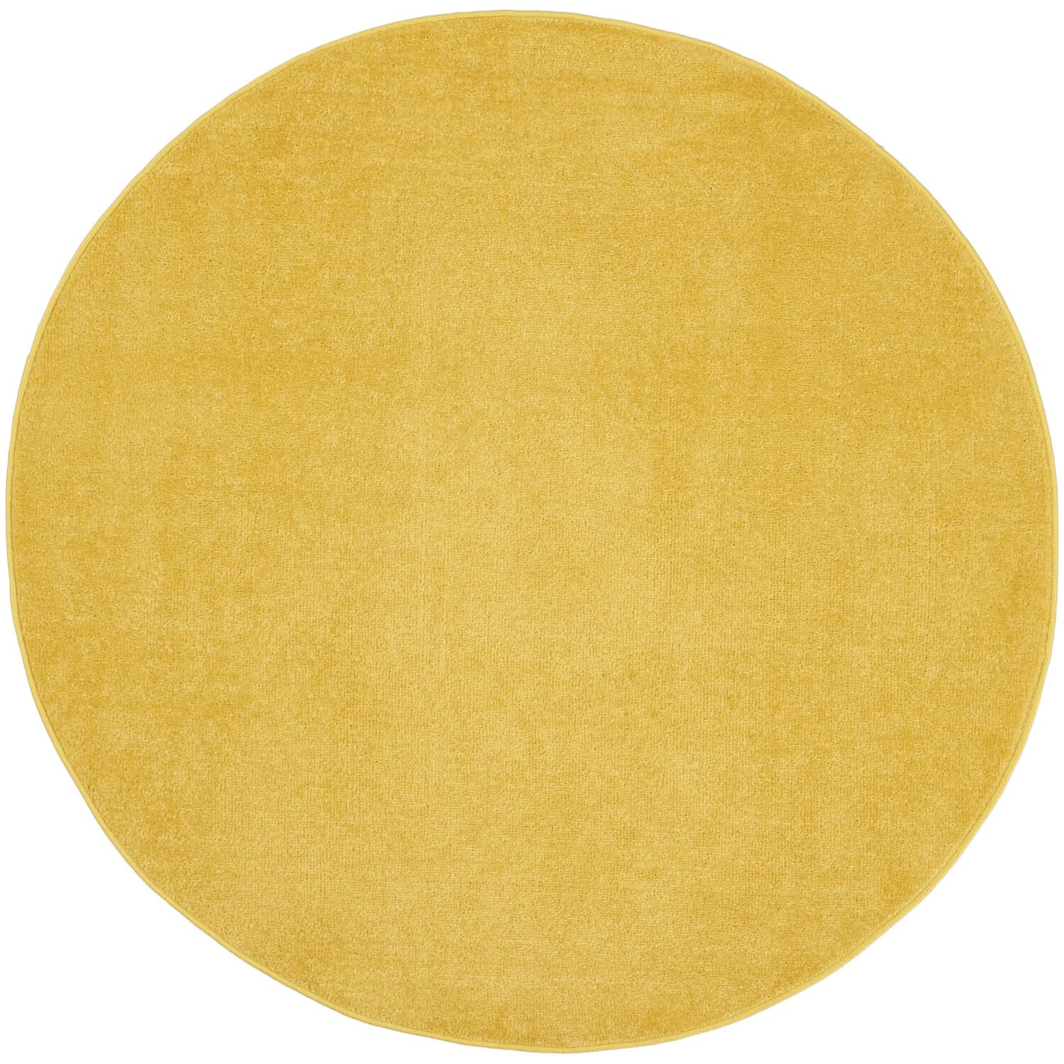 Nourison Essentials Indoor/Outdoor Yellow 4' X Round Area Rug, Easy Cleaning, Non Shedding, Bed Room, Living Room, Dining Room,