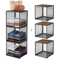 3 Pcs Widened Stackable Closet Organizers and Storage Bin, 12x12x12 Dark