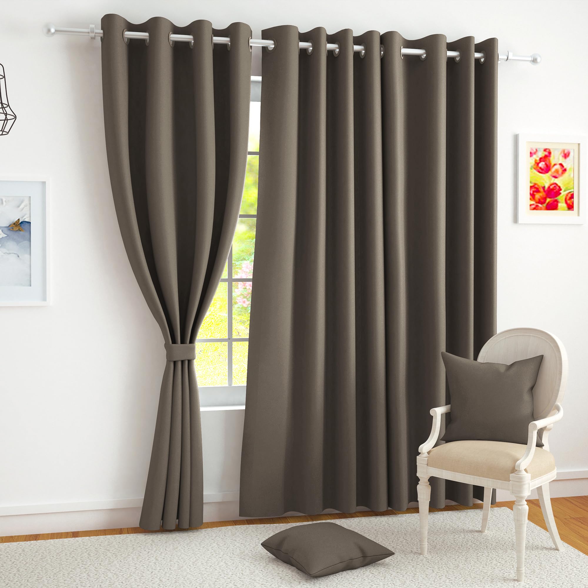 Story@Home 100% True Blackout Curtains Semi Long Door 8 Feet Set Of 1 | Solid Design |Room Darkening Curtain | Thermal Insulated