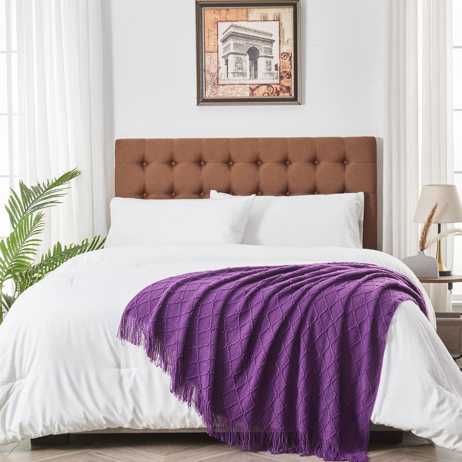 Inhand Valentine'S Day Gifts Throw Blanket Purple For Couch, Soft Living Room Home Decor Twin Size Knitted Blanket, Outdoor Ligh
