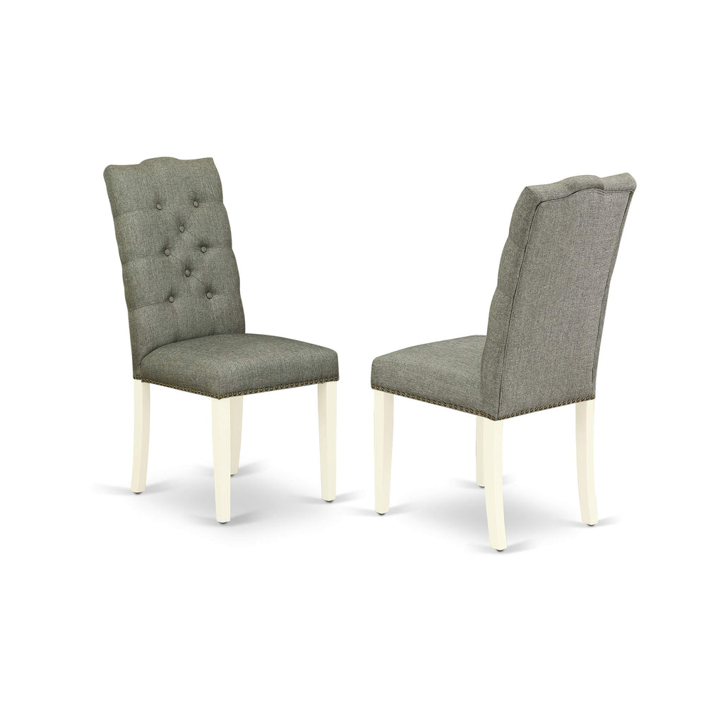 East West Furniture X097El207-7 7 Piece Dining Room Table Set Consist Of A Rectangle Kitchen Table With X-Legs And 6 Gray Linen Fabric Parson Dining Chairs, 40X72 Inch, Multi-Color