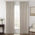 Viral Curtains with Pinch Pleat Clips & Hooks, Grey Taupe Faux Linen Blackout Curtain for Bedroom 90 Inches Long Heavy Drapes Th