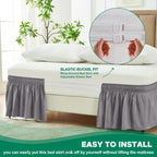 Biscaynebay Wrap Around Bed Skirts For King & Cal King Beds 16' Drop, Silver Grey Adjustable Elastic Dust Ruffles Easy Fit Wrinkle & Fade Resistant Silky Luxurious Fabric Solid Machine Washable