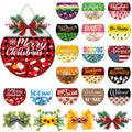 Vicenpal Interchangeable Welcome Sign for Front Door with 17 Magnetic Icons, Wooden Seasonal Front Porch Door Decor with 4 Seaso