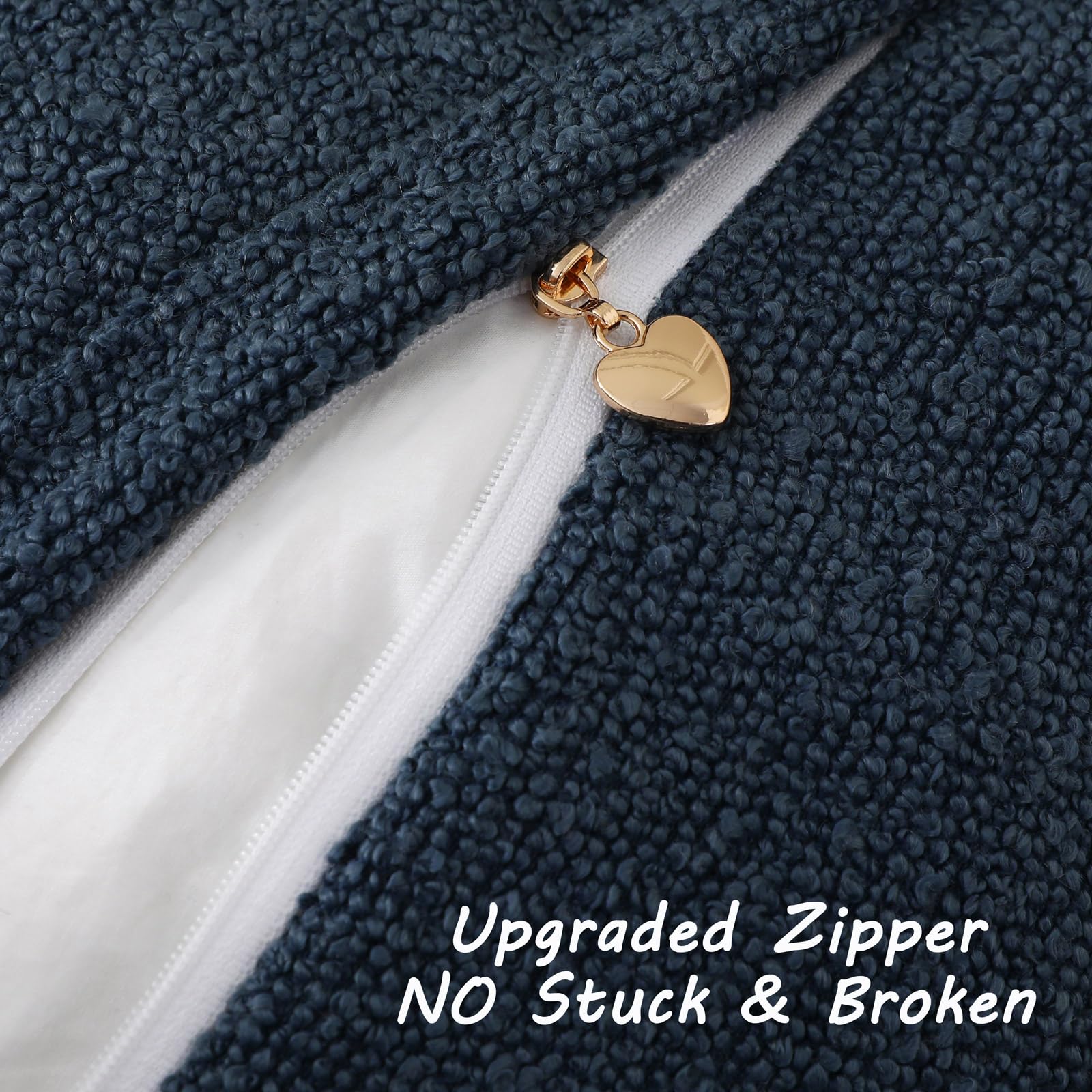 Futei Pack Of 2 Haze Blue Boucle Accent Decorative Throw Pillow Covers,18X18 Inch Soft Solid Textured Cushion Case,Home Decor Fo