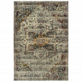 HomeRoots Grey Polypropylene, Polyester 5’x8’ Gray and Ivory Distressed Area Rug