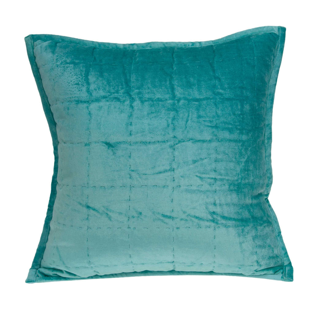HomeRoots 50% Cotton, 50% Viscose 20' x 7' x 20' Transitional Aqua Solid Quilted Pillow Cover with Poly Insert