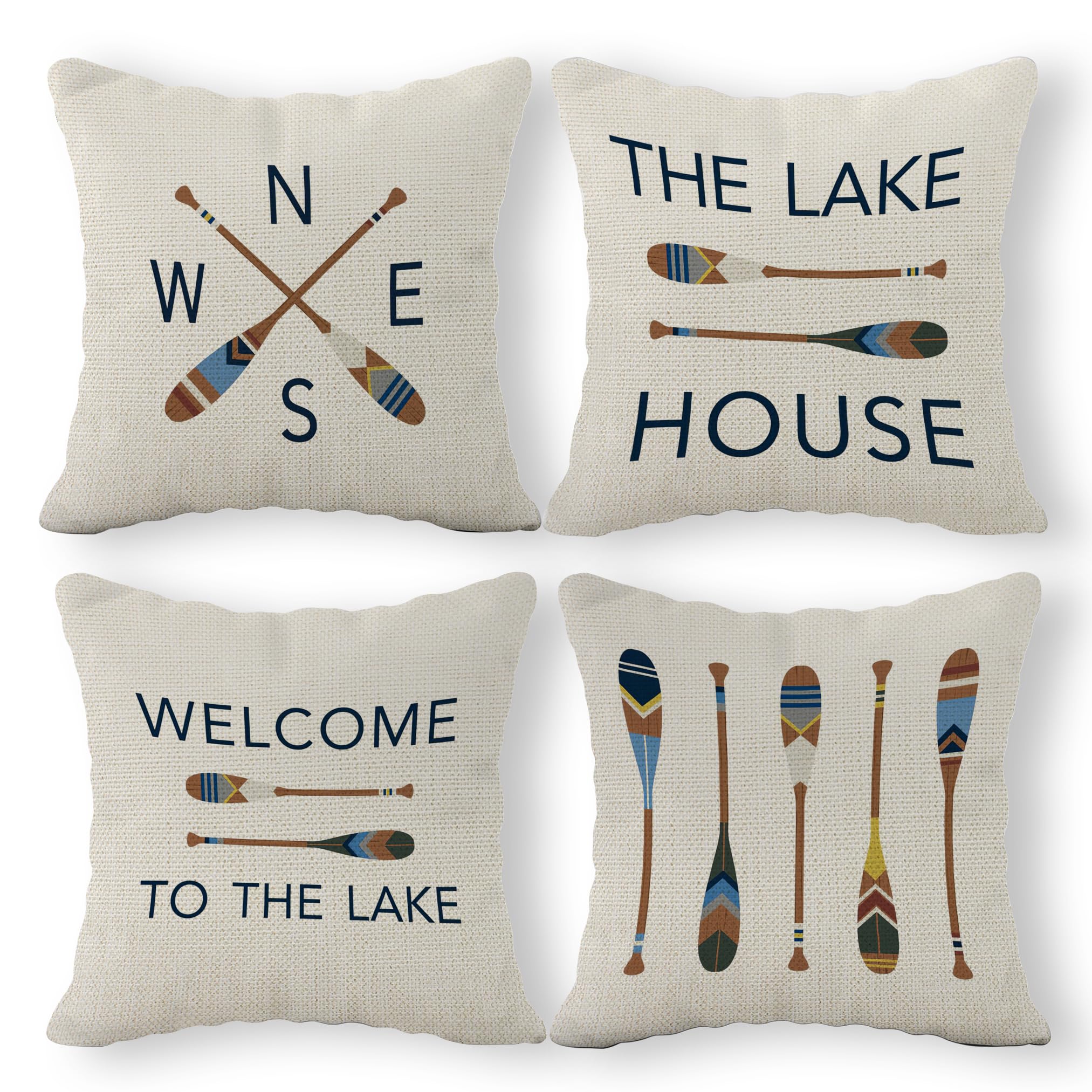 Lake House Decor Lake Pillows Case 18 X 18 Inch Set Of 4, Lake Paddle Decor, Lake House Rules Decor, Lake House Decor, Lake Hous