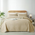 Wuruibo Beige Twin Quilt Bedding Set, 2 Pieces Lightweight Bedspreads With Pillow Shams, Microfiber Modern Thin Coverlet, Summer
